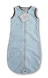 SwaddleDesigns zzZipMe Sack - Baby Velvet Pastel Blue with Mocha Trim (3-6 months)
