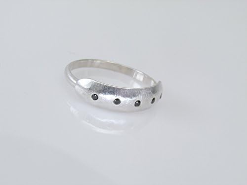 Sterling Silver Hammered Synclastic Ring With Black Diamonds, NOW ON SALE!