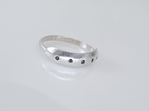 Sterling Silver Hammered Synclastic Ring With Black Diamonds, NOW ON SALE!