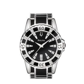 Bulova #98E107 Men's Diamond Accented Two Tone Black IP Watch