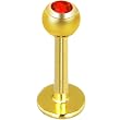 14 Gauge 3/8 Red Gem Gold Plated Labret Monroe