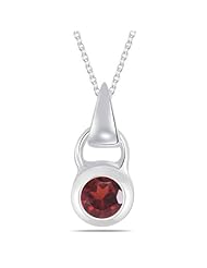 1/2 (0.46-0.55) Cts Garnet Solitaire Pendant in Silver