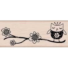 Flower Branch with Owl Woodmounted Stamp (Hero Arts)