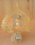 Sweet Kisses Silhouette on 24K Gold Cottonwood Leaf Night Light