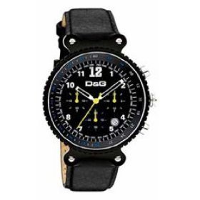 Dolce & Gabbana Men's Rhythm Collection Black Leather Chronograph Watch #DW0306