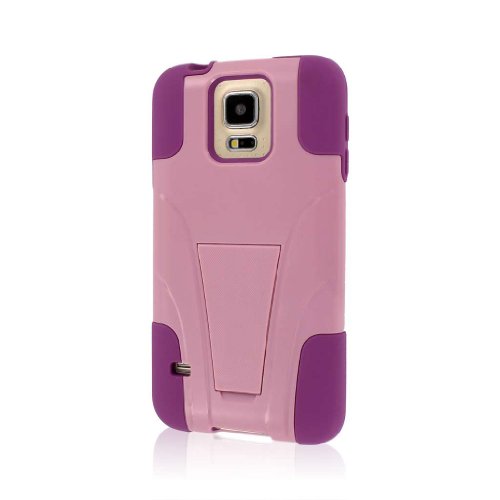 Samsung Galaxy S5 / GS5 Case, MPERO IMPACT X Series Dual Layered Tough Durable Shock Absorbing Silicone Polycarbonate Hybrid Kickstand Case for Galaxy S5 [Perfect Fit & Precise Port Cut Outs] - Pink