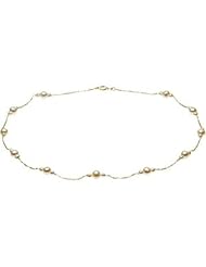 Triple White Freshwater Cultured Pearl Necklace in 14k Yellow Gold