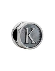 Kera Sterling Silver Alphabet Letter K Bead