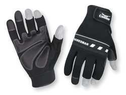 Condor 2XRW4 Tradesman Glove, Half Finger, Blk, L, Pr