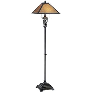 C61120 Floor Lamp - Dark Bronze crackled D.amber Glass, A 60wx2 By Lite Source
