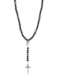 King Baby Onyx and Smoky Quartz Rosary with Crowned Heart and Crowned Heart Cross