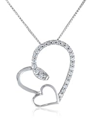 Sterling Silver Diamond Double Heart Pendant Necklace (1/4 cttw, H-I Color, I1-I2 Clarity), 18"