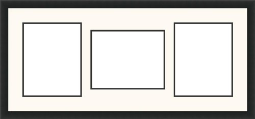 ArtToFrames Collage Frame PhotoMat, Double Mat with 3 Openings, with Satin Black frame.