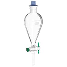 Chemglass CG-1747-07 Glass Squibb Style Separatory Funnel, with 6mm PTFE Stopcock, 2L Capacity