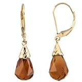 14K Yellow Gold Madeira Citrine Briolette Earrings