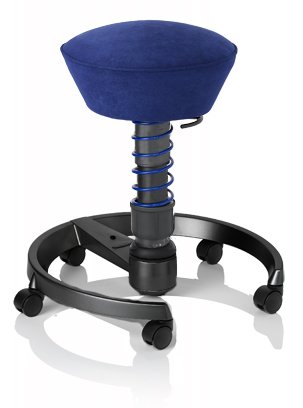 SWOPPER CLASSIC 3D-Aktiv-Bürostuhl Hocker Sitzpolster Normal, Farbe royal-blau, Fussring mit Speedrollen, Feder MEDIUM, Basis Anthrazit, Federfarbe blau (SWOP06RS)