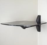 Invision® Ultra Modern AV Wall Mounted Glass Shelf - Cantilever Swivel Arm - Corner Room Mountable - Used With All types of TV Brackets - For DVD, PS3, SKY, X BOX, BLU RAY PLAYERS etc Supports 13.6KG