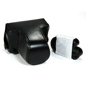 COSMOS ® Black PU Leather Case Cover Bag For Pentax Q 02 Standard zoom 27.5-83mm lens+ Cosmos cable tie