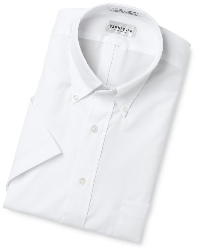 Van Huesen Men's Easy Care Pinpoint Solid Short Sleeve Shirt