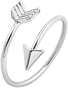 Gold and Silver Rose Gold Plated Arrow Wrap Rings for Women (White)