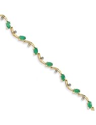 14k Diamond And Emerald Oval Bracelet