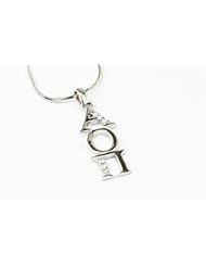 Alpha Omicron Pi Sterling Silver Lavaliere set with Lab-Created Diamonds