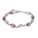 Eve's Addiction Freshwater Pearl & Amethyst Bead Sterling Silver Bracelet