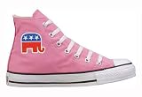 Converse Chuck Taylor All Star Hi Top Pink with Republican Logo Canvas Shoes men's 10.5