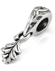 Genuine Ohm Beads (TM) Product. 925 Sterling Silver Oak Leaf Dangle European Bead Charm. 100% Satisfaction Guaranteed.