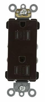 15 Amp, Decora Plus Duplex Receptacle, Tamper Resistant, Straight Blade, Commercial Grade, 125 Volt, Self Grounding, Brown/Black/Gray/Ivory/White, TDR15