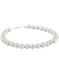 Silvertone 6mm Bead Bracelet, 7.5"
