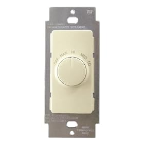 Leviton RTF01-10X IllumaTech 1.5A Quiet Step Rotary Fan Speed Control, Single Pole, White/Ivory/Almond