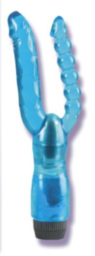 Blue Dual Penetrator Stimulator Vibrator