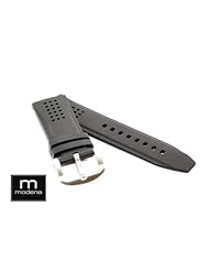 26mm Black Moto Italian Rubber MODENA Rubber watch band w/ Tang Buckle