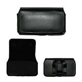 Executive Black Horizontal Leather Side Case Pouch with Belt Clip and Belt  ....