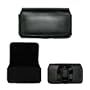 Executive Black Horizontal Leather Side Case Pouch with Belt Clip and Belt Loops for HTC Nexus One