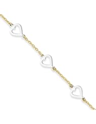 14k Two-Tone 7in Cut-Out Heart Fancy Bracelet