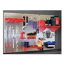 EZ Wall Organizer - Work Bench Kit (Red Panels w/ White Accessories) (48"W x 32"H)