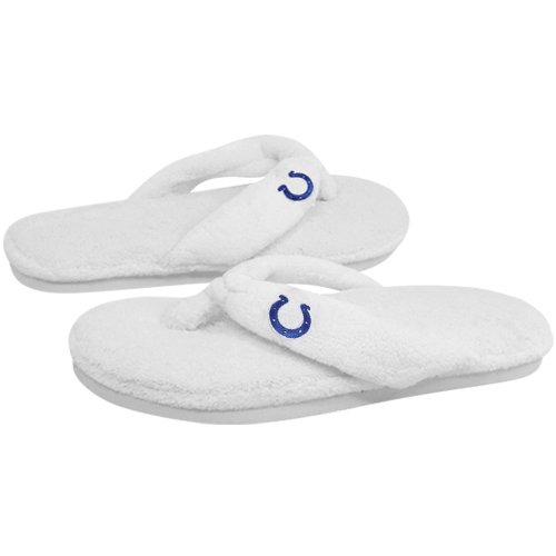 Indianapolis Colts Ladies White Plush Thong Flip Flop Slippers (5/6)
