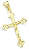 14K YELLOW GOLD JESUS CROSS CRUCIFIX PENDANT CHARM NEW