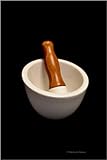 White Porcelain & Bamboo Kitchen 8 Ounce Asymmetric Bowl Mortar and Pestle