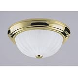 Westinghouse 64349 Two-Light Flush Mount Ceiling Fixture, Polished Brass with Frosted Globes