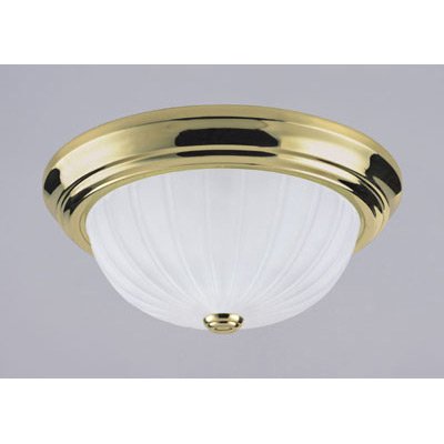 Westinghouse 64349 Two-Light Flush Mount Ceiling Fixture, Polished Brass with Frosted Globes