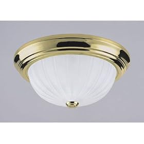 Westinghouse 64349 Two-Light Flush Mount Ceiling Fixture, Polished Brass with Frosted... by Westinghouse