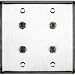 2-Gang Black Anodized Aluminum Wall Plate with 4 F- Female Barrel Connectors WPBA-210...