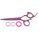 Shark Fin Standard Line Right Handed Non-Swivel Shear Rainbow 5.5 Inches + Bella Via Hair Glitz Shimmering Hair Tinsel the Hottest Trend in Hair Accessories