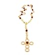 18K Yellow Gold Circles and Cross Rosary/Necklace 18"