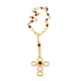 18K Yellow Gold Circles and Cross Rosary/Necklace 18"