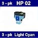 3-pk Light cyan HP 02 Compatible Ink Cartridges for Photosmart D7360 D7460 8250 D7260 D7160 C5180 C6180 C6280 C7180 C7280 C8180