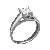 14K White Gold .75 CT Princess Cut Diamond Solitaire Ring